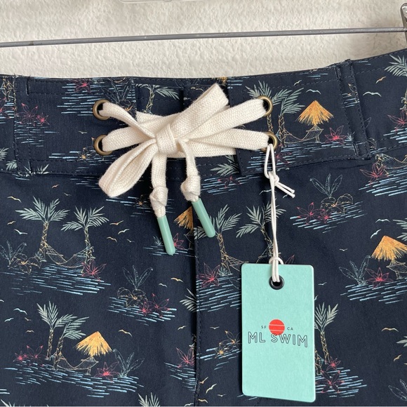 Marine Layer Beachy Palm Print Cordonado Swim Trucks Board Shorts - Picture 6 of 7